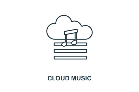 Cloud Music Icon: A Versatile Graphic for Modern Design Projects