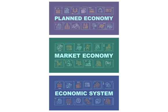 Economic System Word Concepts Banner Set for Graphics