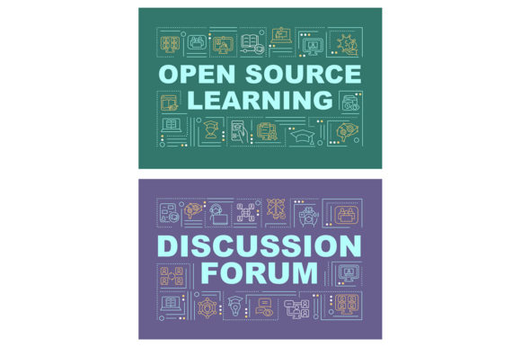 Open Source Learning Word Concept Banner Graphics