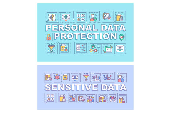Reviewing Sensitive Data Word Concepts Banner Set for Graphic Templates