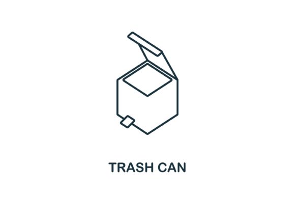 Trash Can Icon: A Clean, Modern Embroidery Design